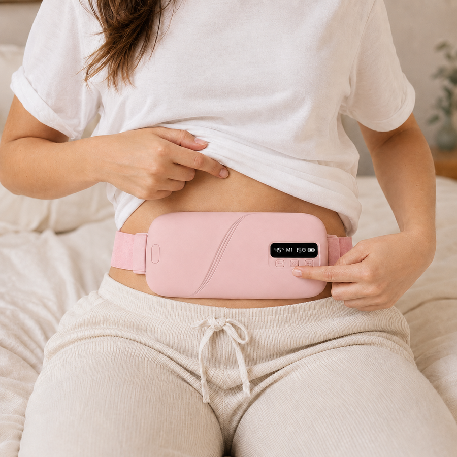 Woman relaxing with LunaEase period relief belt