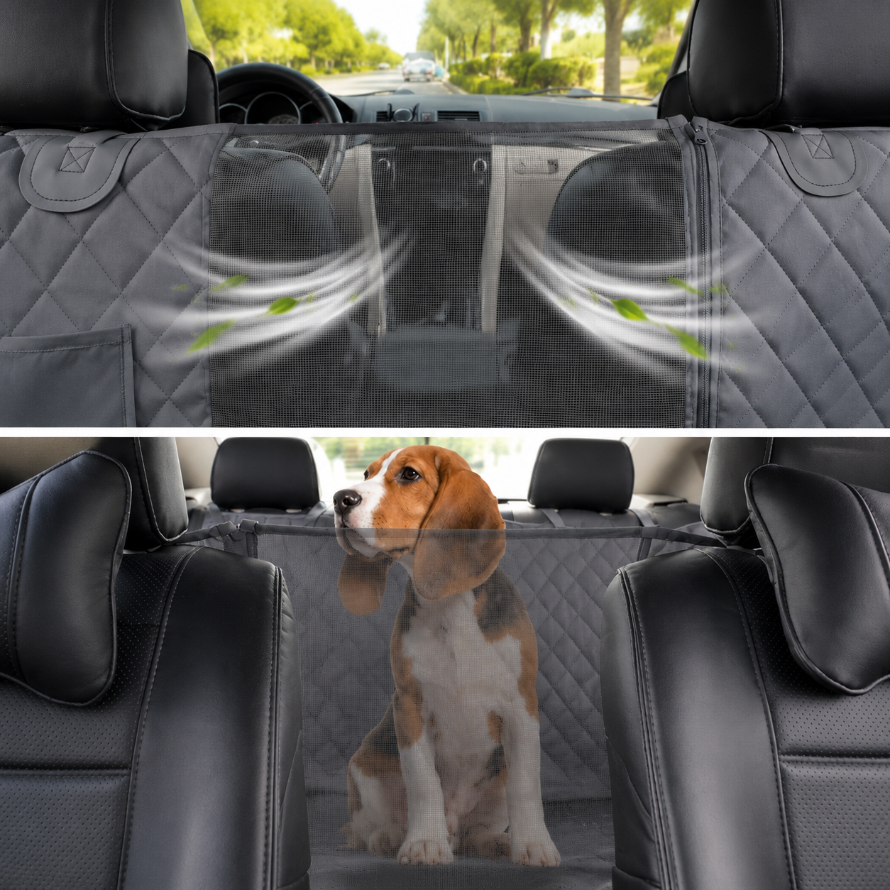 Waterproof Dog Car Seat Cover Nonslip Mesh View Window Back Seat Mat Hammock Cushion Protector With Zipper And Pockets