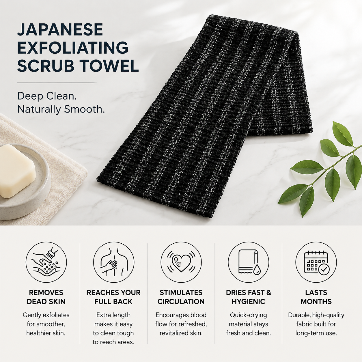 JapanScrub — Japanese Exfoliating Scrub Towel (3-Pack)