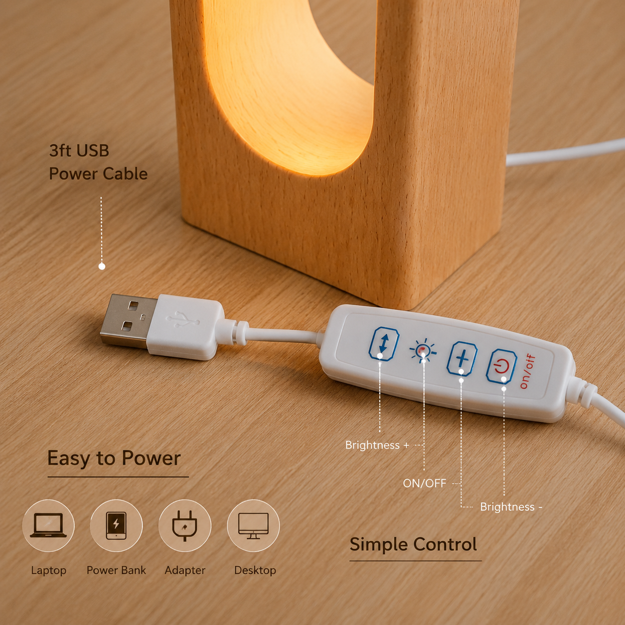 LED Wood Desk Lamp