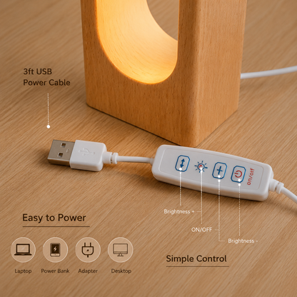 LED Wood Desk Lamp