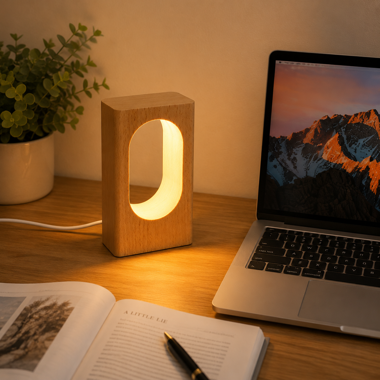 LED Wood Desk Lamp