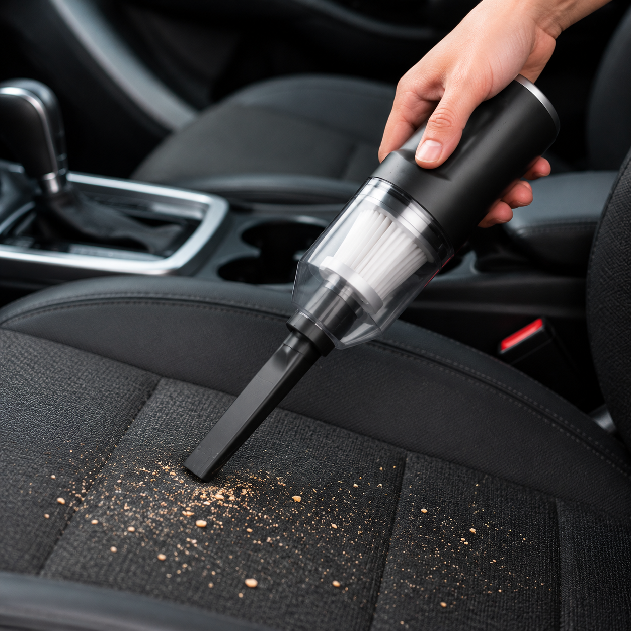 Handheld vacuum cleaning car seat