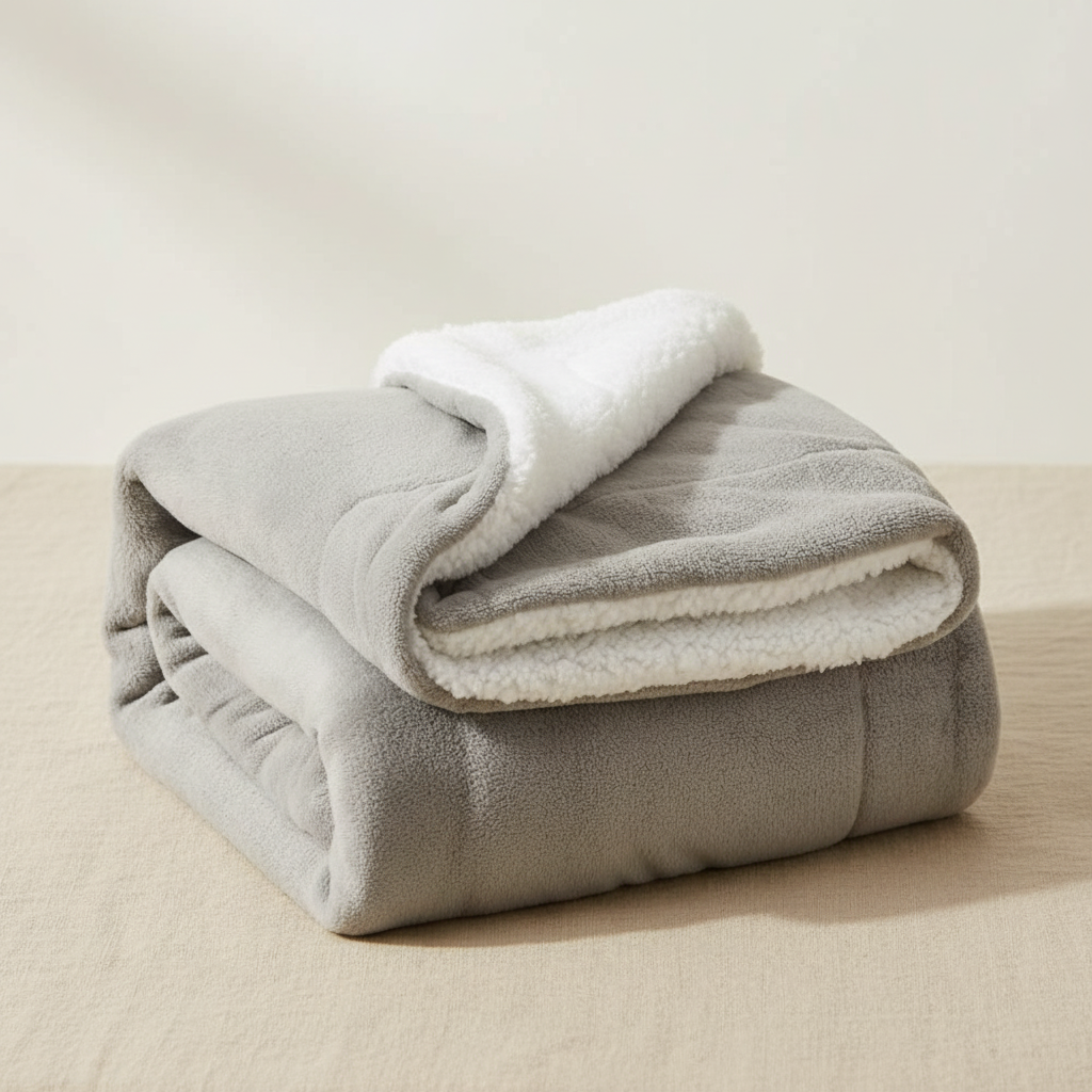 Sherpa Throw Grey — Beige achtergrond