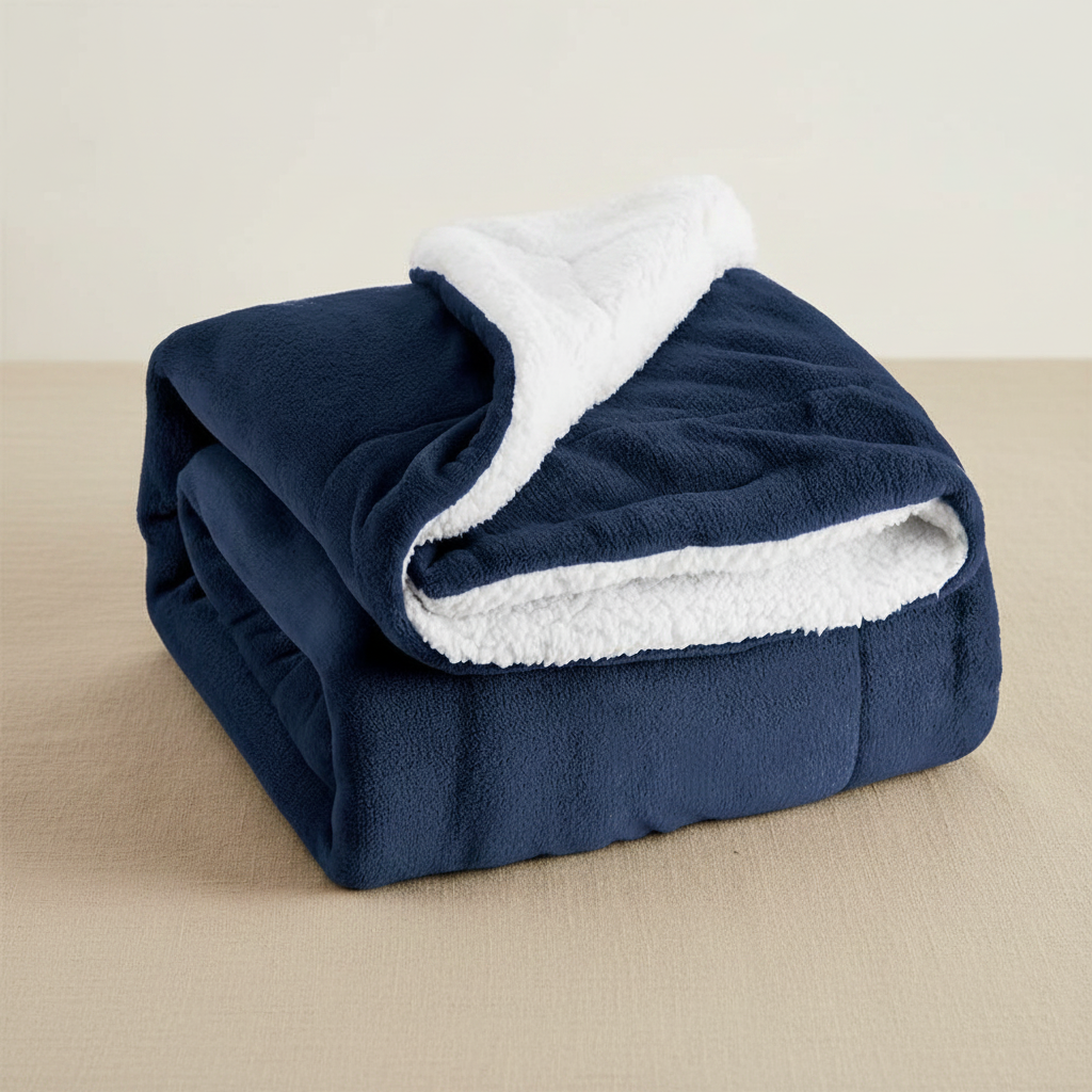 Sherpa Throw Navy — Beige achtergrond